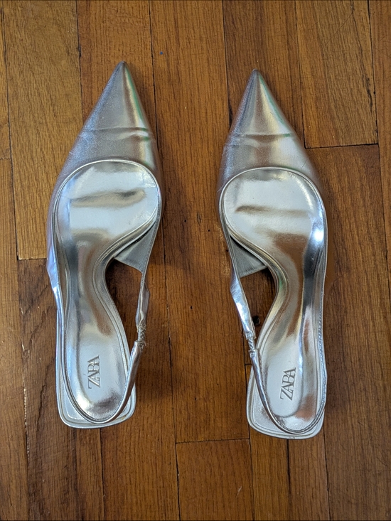 Zara Shoes - Silver Slingback Pumps